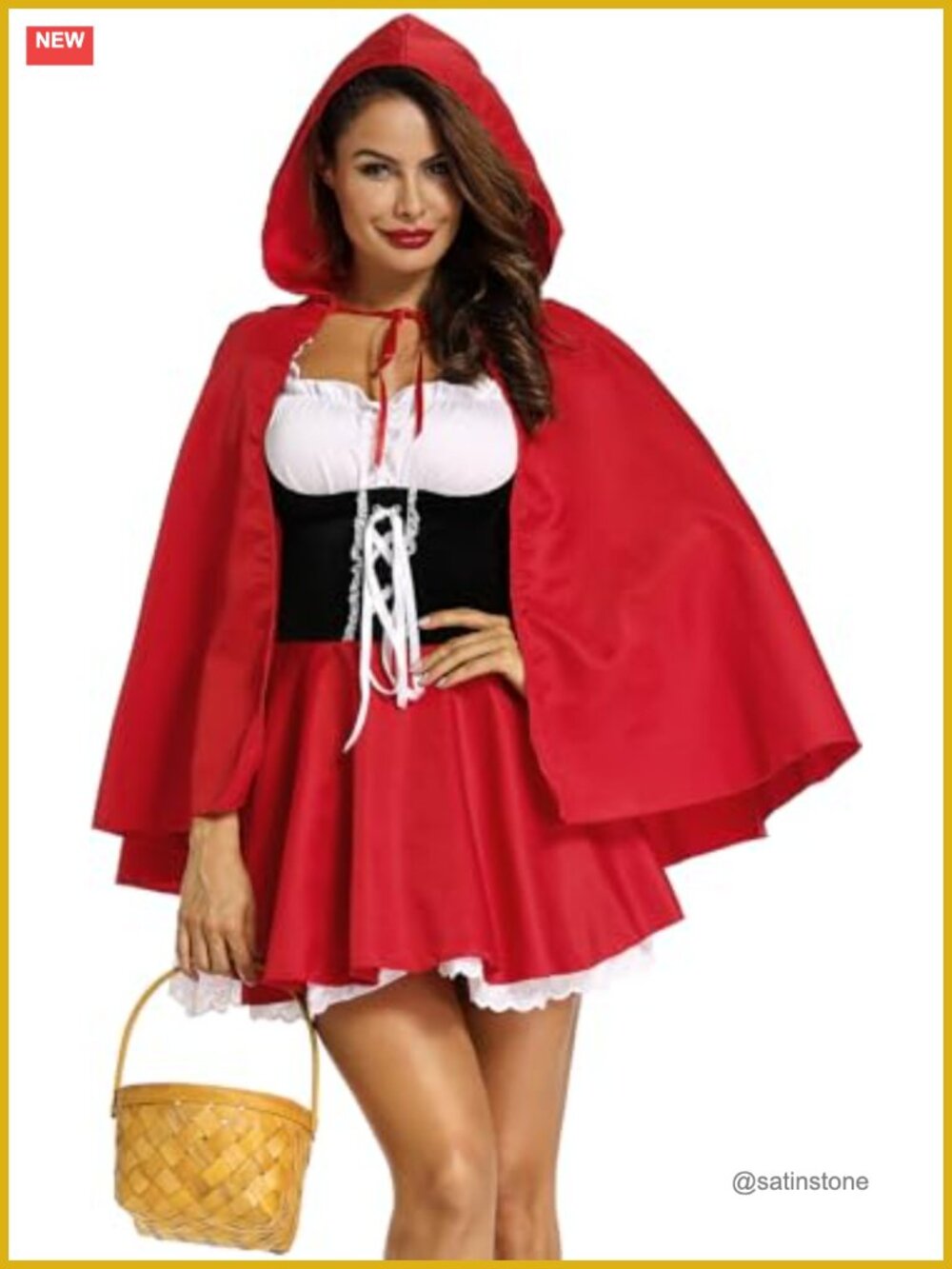 Women's Little Red Riding Hood Costume Hooded Cape Dress Halloween